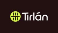 Tirlan logo image with black background, white font